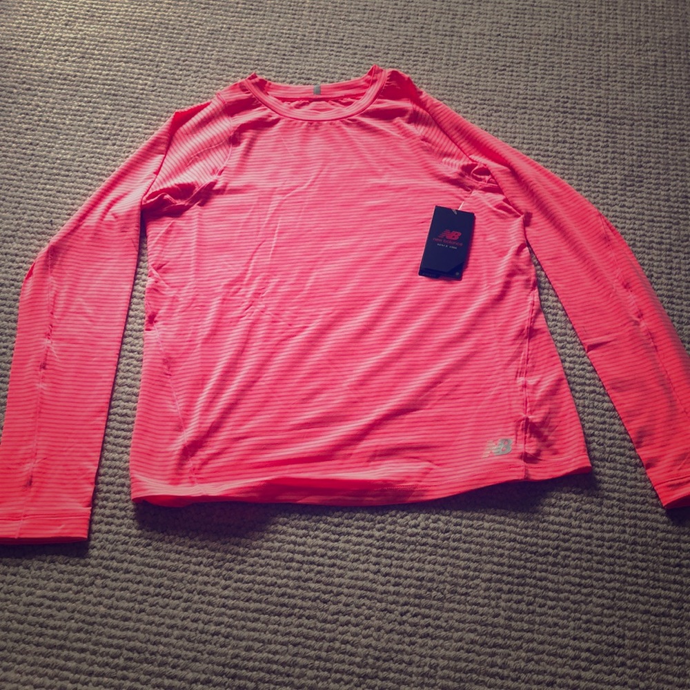 Pink striped long sleeve running shirt